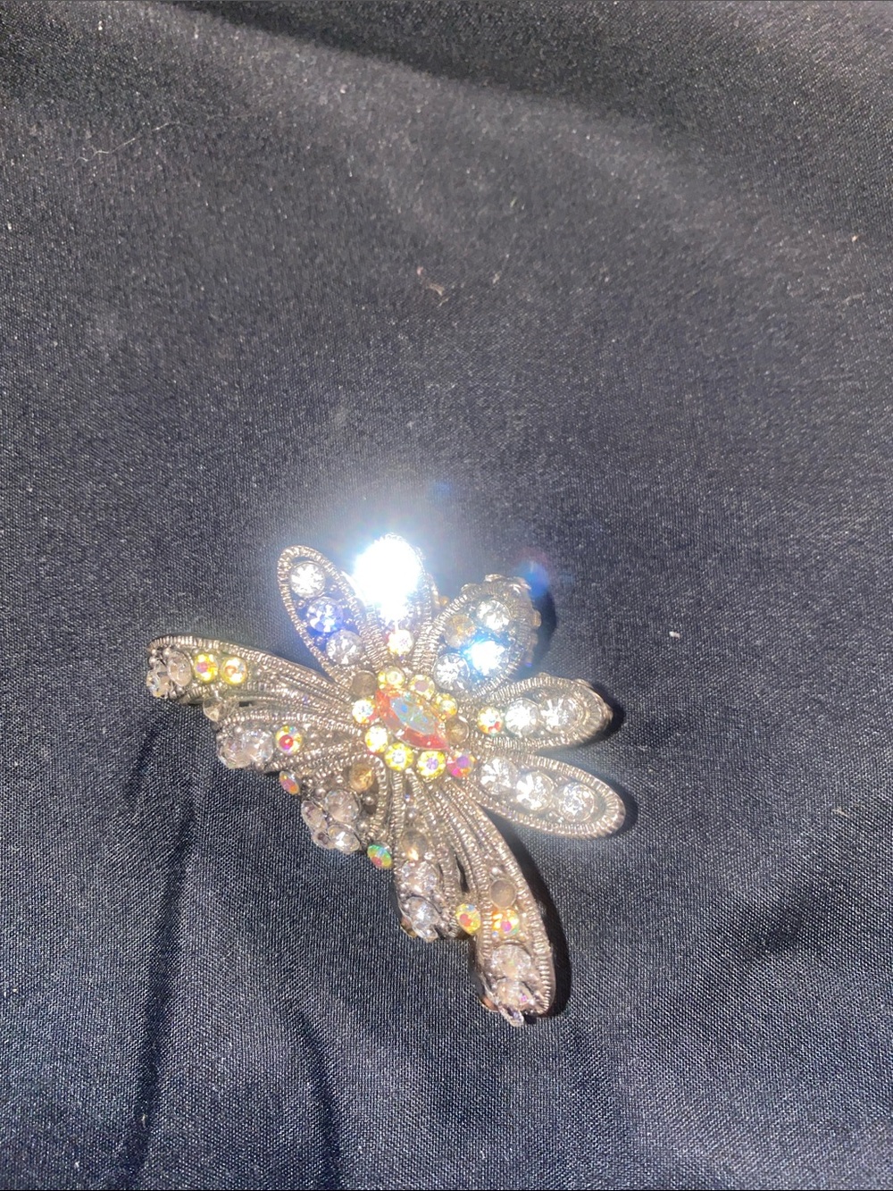 Iridescent Multicolor Crystal Flower Hair Clip